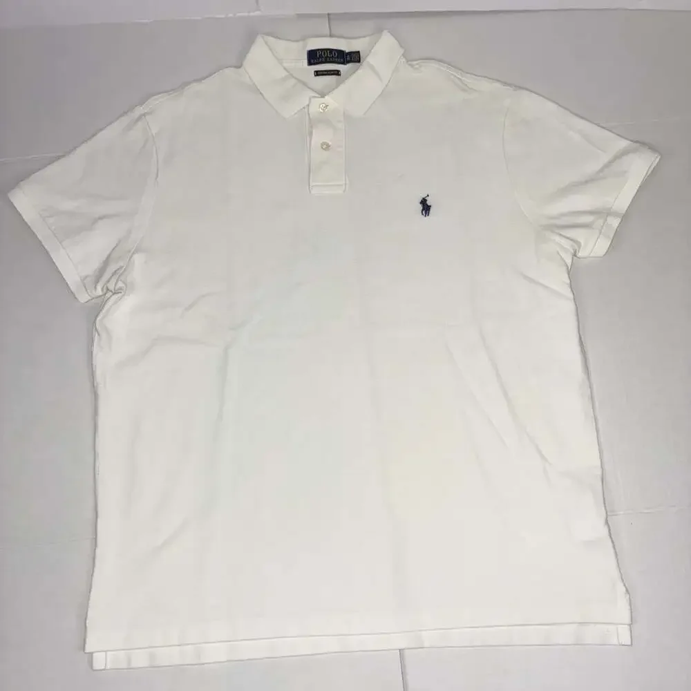 Polo Ralph Lauren Men's White Custom Slim Fit Short Sleeve Polo Shirt XL